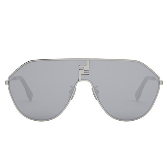NWT FENDI SUNGLASSES UNISEX SHIELD SILVER EYEWEAR - Picture 3 of 4